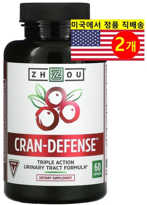 [해외]Zhou Nutrition 크랜 디펜스 크랜 베리 추출물, 2개, 60 정, 60정 - 쿠팡