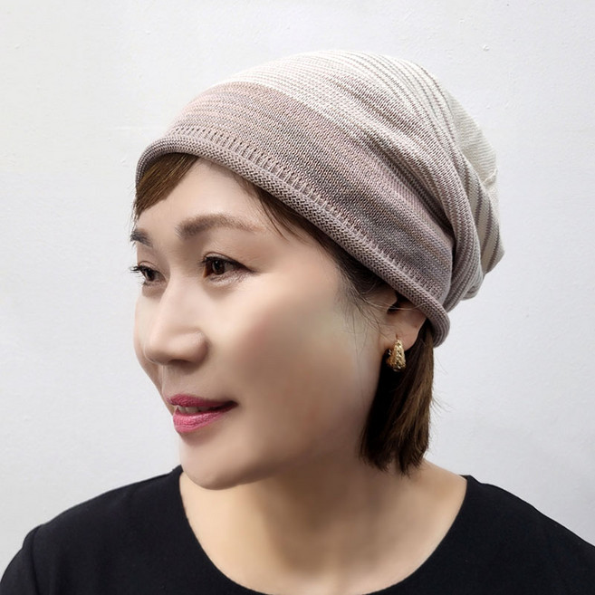 그라데이션 니트 두건 비니 반다나 중년여성 데일리 모자