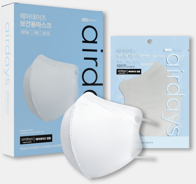 KF94 마스크 에어데이즈 새부리형 10매입 소형 중형 대형, 10개입, 1개, 화이트