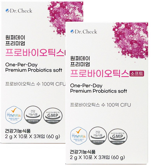 닥터체크 원퍼데이 프리미엄 프로바이오틱스 소프트 30포 2박스, 60g