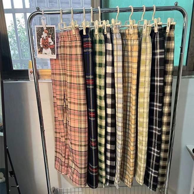 겨울 양털체크바지 10종 와이드팬츠 양털바지 홈웨어 수면바지 겨울파자마 잠옷