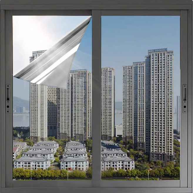 SEVOREN 단열필름 사생활보호 썬팅 자외선차단 베란다 창문 시트지, 양면 실버