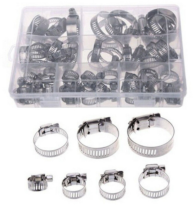 호스 클램프 세트 8-38mm 60pcs 호스밴드 스텐밴드, 1개