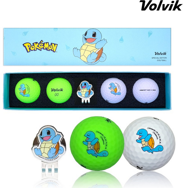 볼빅 세인트나인 포켓몬스터 피카츄와 친구들 3피스 골프공 택1, 볼빅 꼬부기 4구+볼마커, 1개