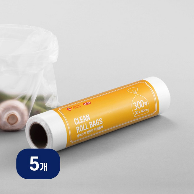 롯데 대용량 위생 크린롤백 대 30 x 40cm 300매, 대(L), 5개, 300개입