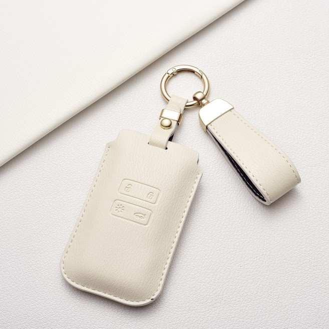 르노삼성 키케이스 QM6 SM6 XM3 아르카나 전용 1:1 호환 가죽 스웨이드 프리미엄 키홀더 방탄 고급감, 르노 Ab 타입, 순백