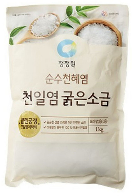 청정원 순수천혜염 천일염 굵은소금, 3개, 1kg