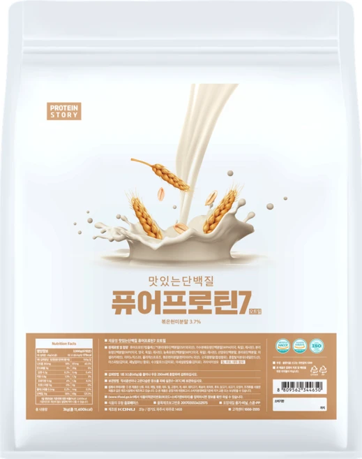 프로틴스토리 맛있는 단백질 퓨어프로틴7, 3kg, 1개, 오트밀 - 쿠팡