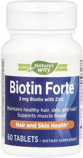 Nature's Way Biotin Forte 아연 함유 3mg 60정, 1개 - 쿠팡