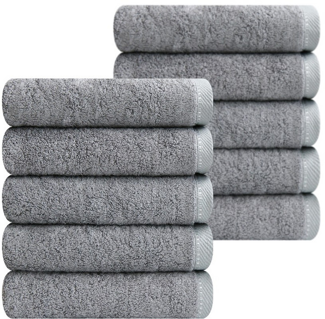 송월타월 솔리드뱀부 200g 고중량 호텔수건, 연회색, 10개