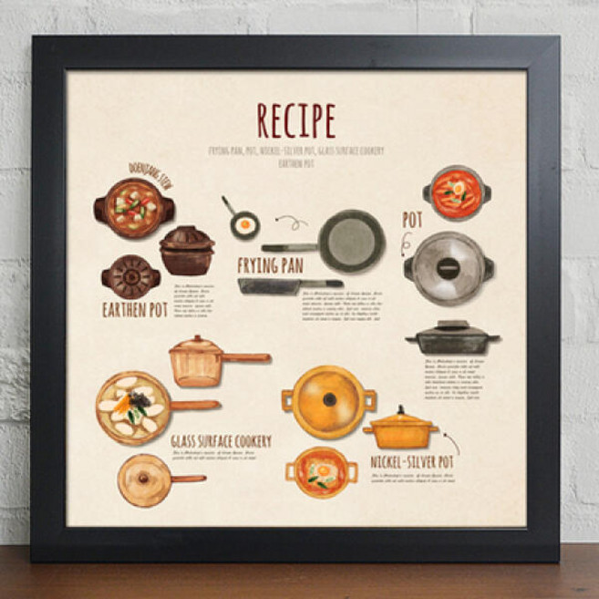 아트박스/꾸밈 iy492-요리레시피_재료와도구_인테리어액자大, 블랙/1-어묵