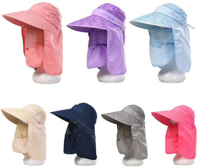 도매짱 자외선차단 모자 얼굴 햇빛가리개 마스크 썬캡 UV차단 여름 여성 여자 등산 선캡 농사 밭일 그늘막 챙모자 (domejjang)
