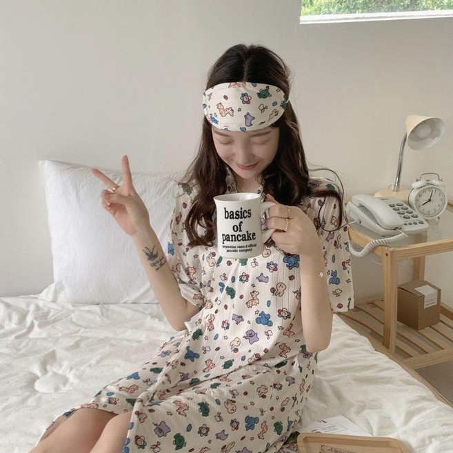 good 女夏天和服睡衣日系睡袍女長款睡裙大碼寬鬆薄款學生短袖睡衣