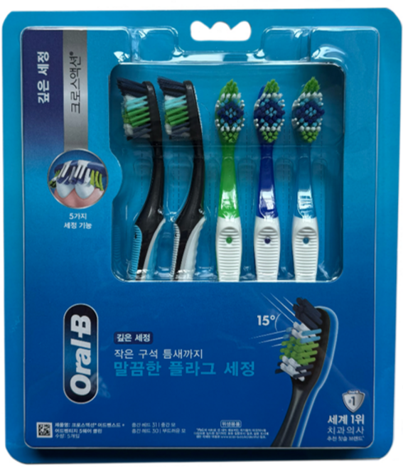 오랄비 크로스액션 어드밴스드 + 어드밴티지 5웨이 클린, 1개, 5개입