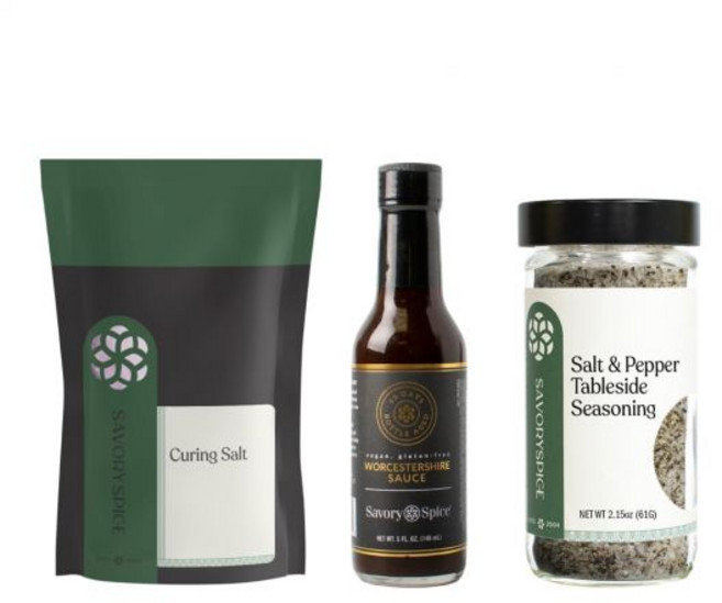 경화 소금 우스터셔 소스 소금과 후추 고기 세트