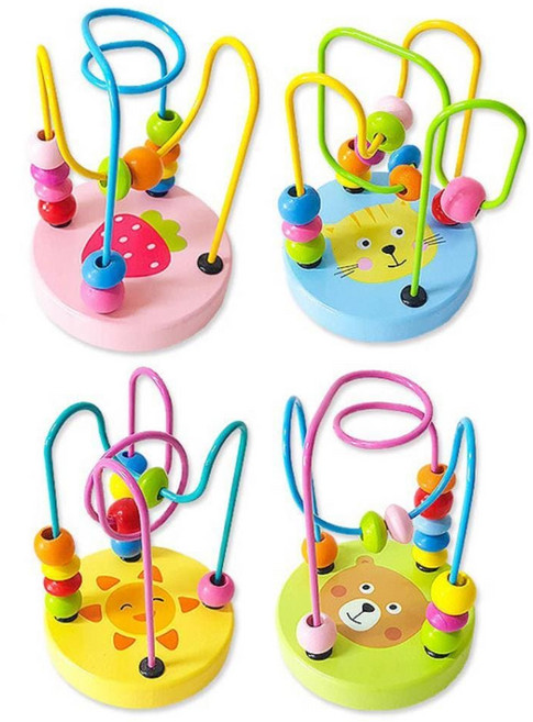 아기 원목 구슬 옮기기 롤러코스터 장난감 영아 유아 두돌 우드 완구 블럭 소근육발달, 1개