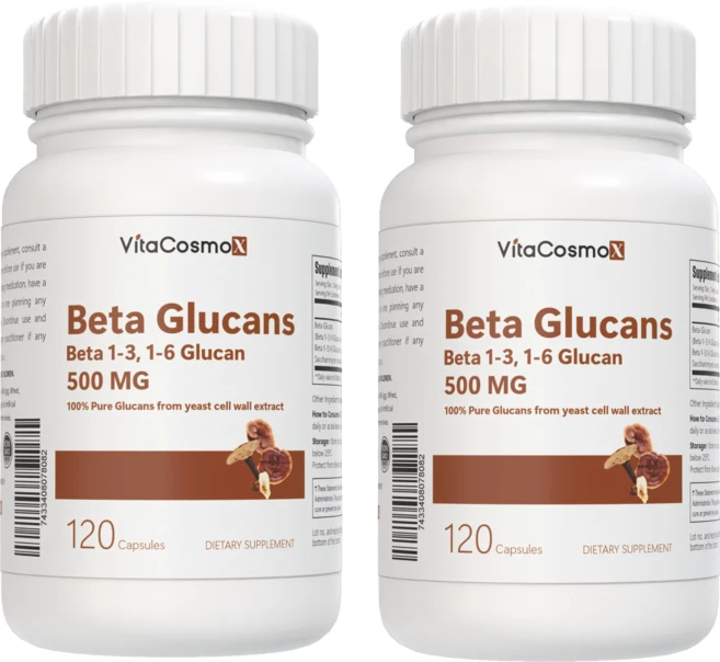 VitaCosmoX 비타코스모엑스 발효효모 베타글루칸 Beta Glucans 500 mg 야채캡슐, 2개, 120정 - 쿠팡