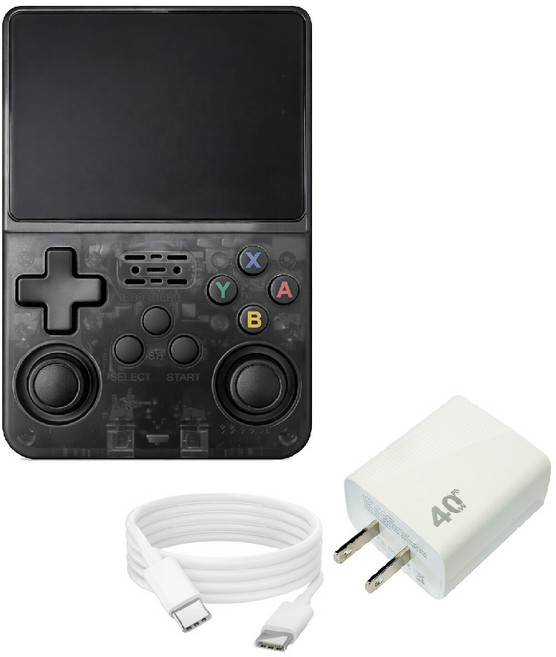 掌上遊戲機 經典遊戲 640x480 護眼螢幕, 透明曜石黑【2G運存】附 2萬款遊戲＋充電套組【 充電頭+充電線(一米) 】
