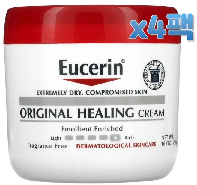 유세린 오리지날 힐링 크림 무향 극건성용 454g x4팩 - 쿠팡
