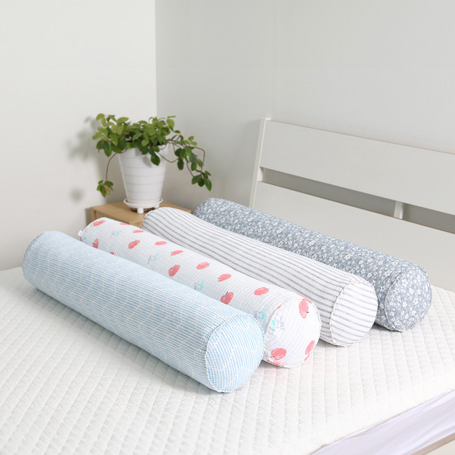 우리앤데코 시어서커 여름 냉감 바디필로우 롱쿠션 긴베개 솜포함, 8. 애플 레드 원형(솜포함)