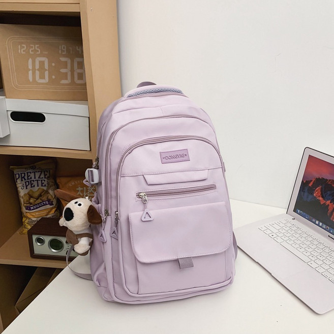 DONGIEYIG 大容量防潑水尼龍書包 學生多功能後背包 適用16吋電腦 旅行適用 紫色, 【紫色】