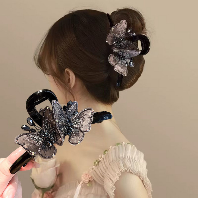 ZMBIRD 2PCS 블링 큐빅 예쁜 나비 헤어 집게핀 올림머리 N495