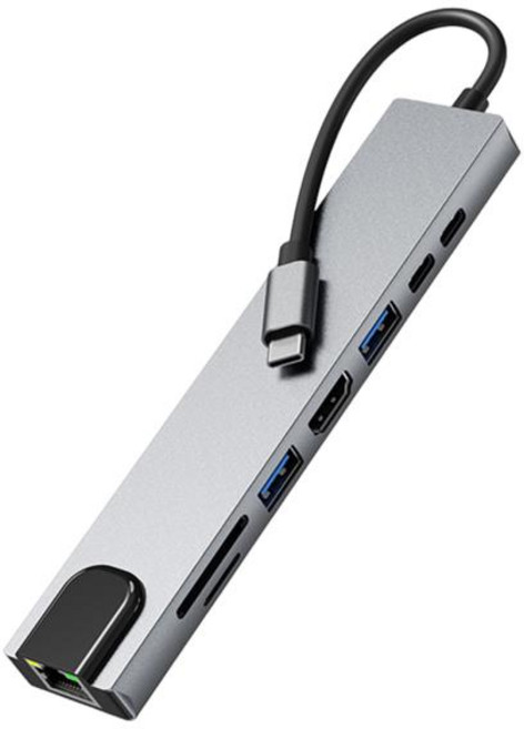 8-in-1 USB C 허브 PD 100W 충전 멀티포트 어댑터 SD TF 카드 리더 RJ45 이더넷 (맥북 프로에어용), 01 China Mainland