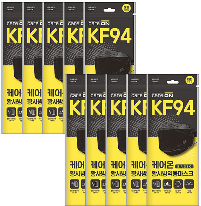 예지미인 케어온 황사방역용 블랙 성인용마스크 KF94 x 10개, 1개입, 1개