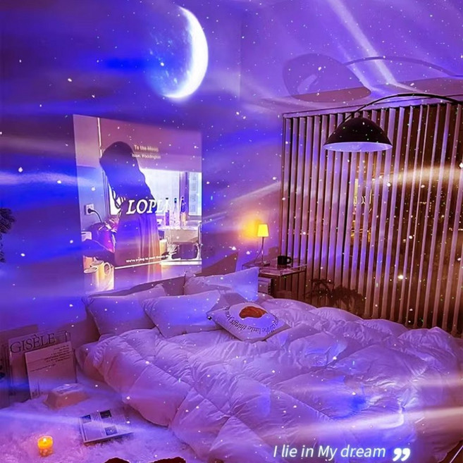 USB 플러그인 북극광 별빛 프로젝터 LED 은하수 별 대기 은하수 밤등 가족 침실 천월등 방 장식 선물, 흰색