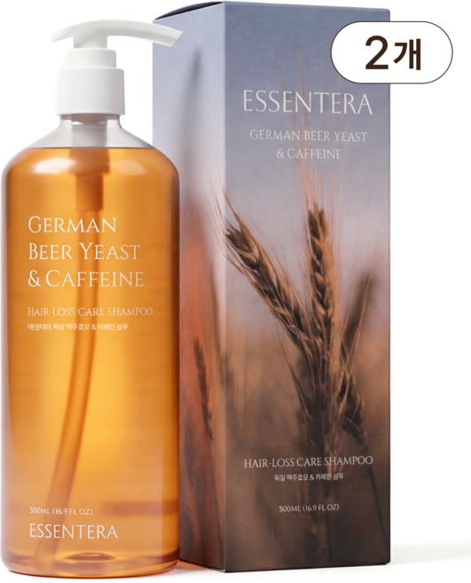 에센테라 독일 맥주효모 앤 카페인 PDRN 단백질 탈모 샴푸 1위 향기좋은 여성 남성 볼륨 샴푸 1위, 2개, 500g
