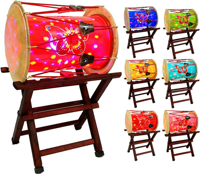 미러볼 색동 고고장구+카슈 받침대 세트, 64cm, 노랑, 1개