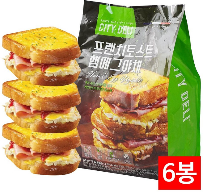 삼립 시티델리 프렌치 토스트 햄에그야채 525g (175gX3입) X 6봉, 6개
