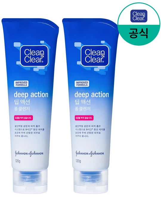 클린앤클리어 딥 액션 폼 클렌져, 120g, 2개 - 쿠팡