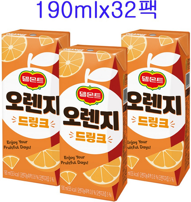 델몬트 드링크 오렌지, 190ml, 32개