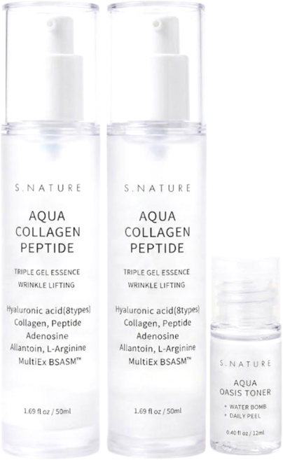에스네이처 아쿠아 콜라겐 펩타이드 에센스 더블기획 (+토너12ml), 2개, 50ml