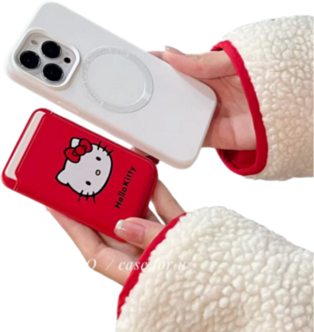 맥세이프 헬로키티 카드수납 케이스 카드슬롯 교통카드지갑, 1개, 레드