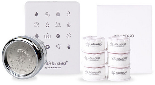 샤워플러스 SF1000SS 세면대 수조용 정수필터헤드 연수기 + 녹물제거필터 6p, 12개