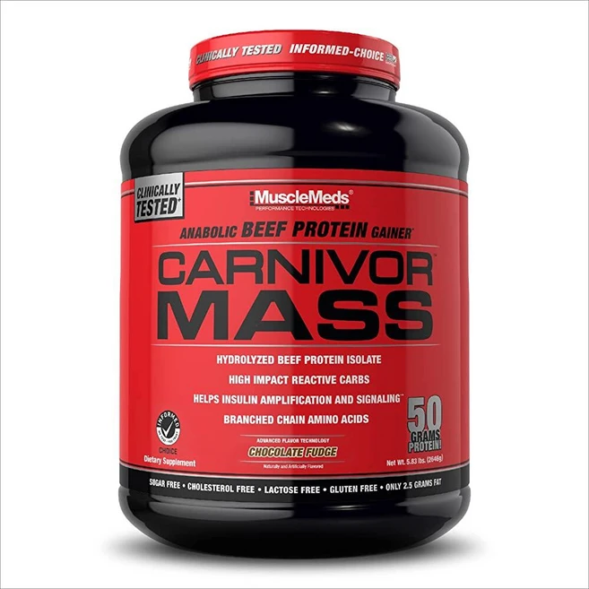 MuscleMeds Carnivor Mass 단백 동화 쇠고기 단백질 게이너 바닐라 캐러멜 4.5kg(10파운드), 4.5kg, 1개, 6 Pound (Pack of 1) - 쿠팡