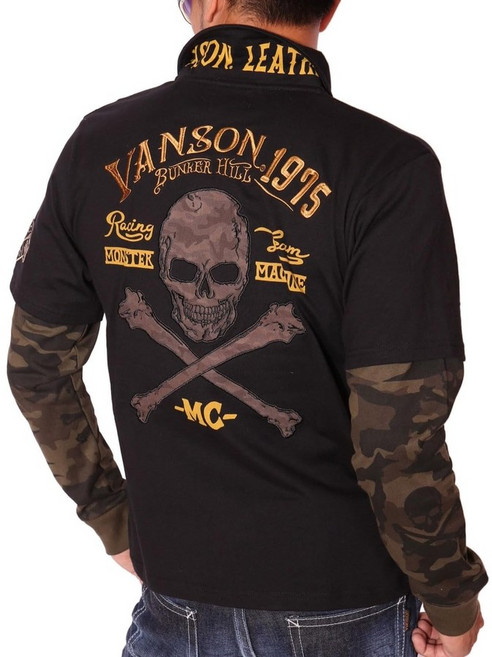 밴슨 VANSON 남성 티셔츠 페이크 레이어드 긴팔 폴로 NVPS-519 면혼방 캐주얼