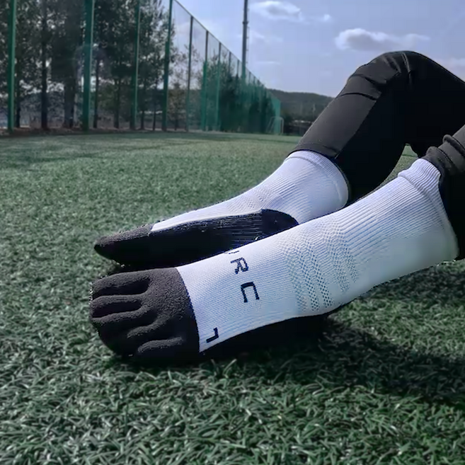 131 마라도나 프로 논슬립 축구양말 발가락 축구스타킹 등산 런닝 마라톤, 2개, 화이트그레이