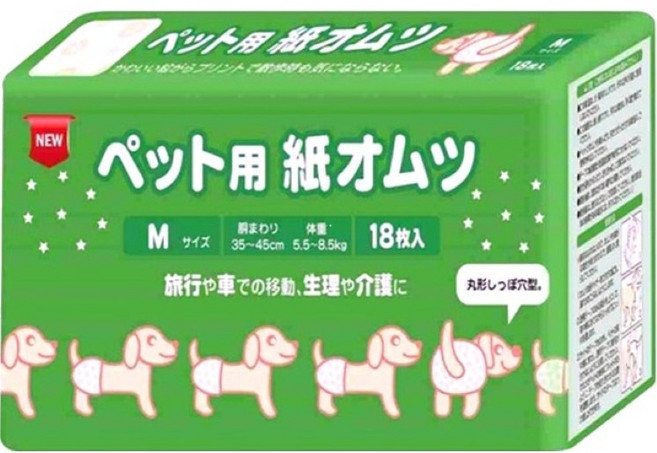 inuneru 狗兒爽 拋棄式寵物尿布, M, 1個, 18個裝