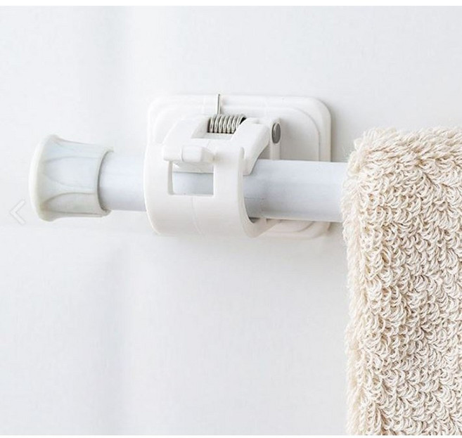 굿즈팡팡 무타공 커튼봉 홀더 압축봉 못없이 붙이는 커튼봉 홀더(2P) + 압축봉(1P) 세트, 화이트