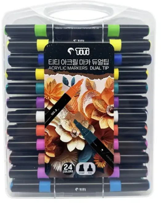 티티 아크릴마카 듀얼팁 (염색펜 신발리폼 칼라마카), 1개, 24색