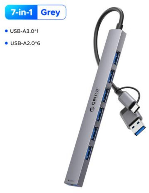 ORICO USB 3.0 허브 노트북 무선 USB 분배기 7 포트 노트북 익스텐더 PC 컴퓨터 USB 2.0 충전 허브 노트북 액세서리용, 1) WHITE, 1개