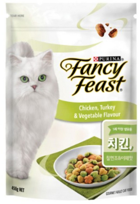 팬시피스트 어덜트 고양이 건식사료, 닭+칠면조, 450g, 2개