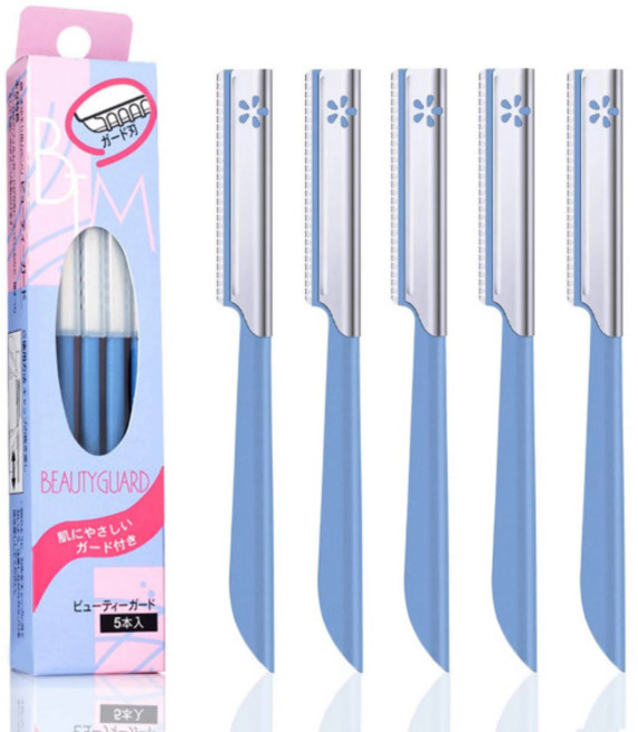 카이 뷰티가드 안전 눈썹칼 5P 블루 상처 방지 피부 보호 눈썹 정리, 5개