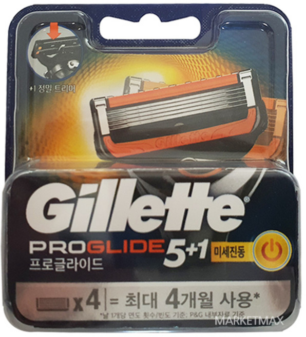 질레트 정품 프로글라이드 파워 면도날, 4개입, 4개