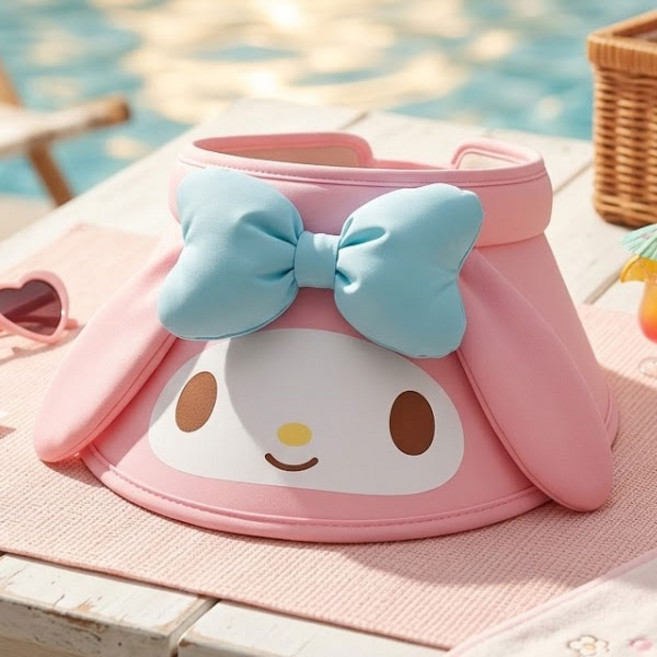 마이멜로디 입체페이스 핀캡 햇빛 차단 자외선 방지 모자 와이드 챙 자외선 차단 야외활동