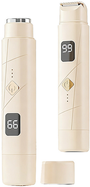 SmartGo 2in1 더블헤드 LED 제모기 여성 브라질리언 제모기 전기면도기 모근제거기 비키니라인 Y존 면도기, 아이보리