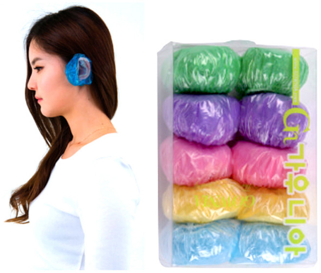 오색 칼라 귀덮개 비닐 귀마개 이어캡 염색미용 색상랜덤, 1쌍, 1개